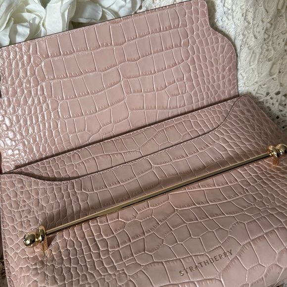 Strathberry East West Stylist Croc Clutch (Blush, Pink) - Picture 13 of 16